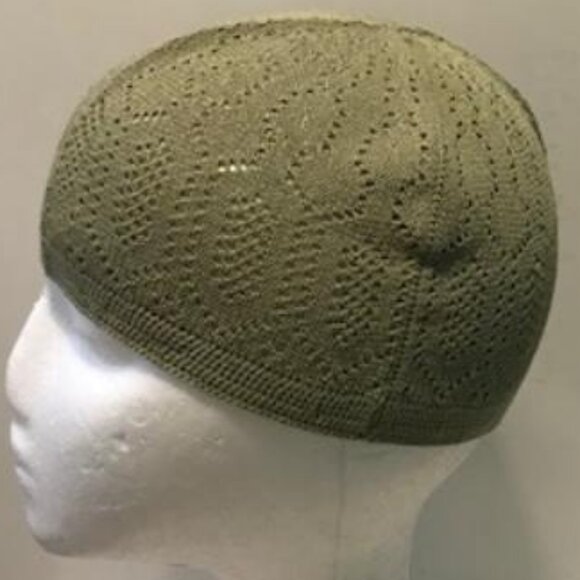 Turkish Knit Cotton Kufi Mercan Skull Cap Olive Green - Picture 2 of 2